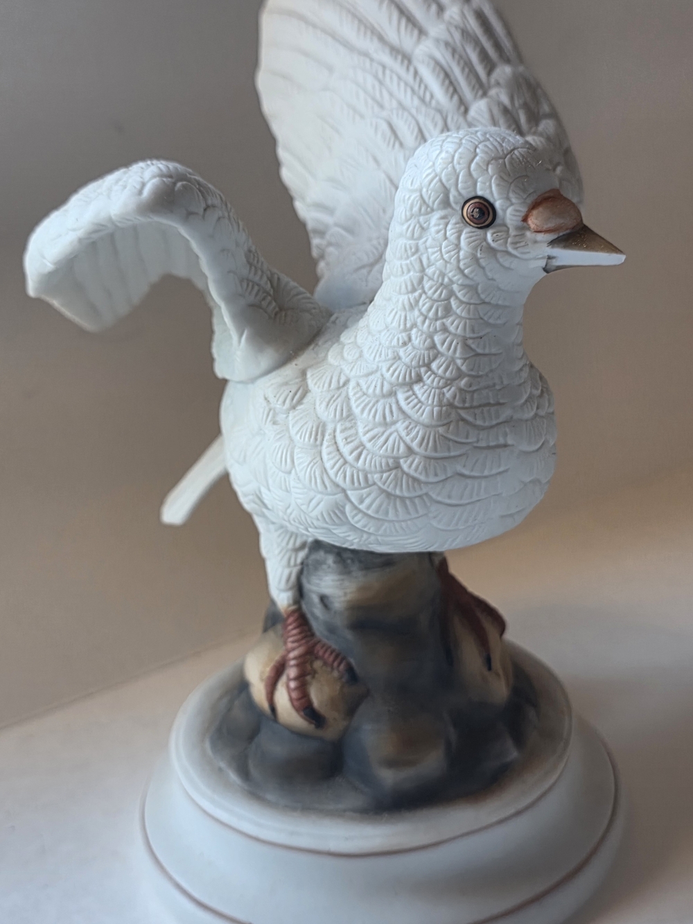 White Dove Figurine on Decorative Base